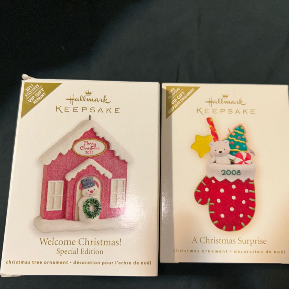 2008 Hallmark A Christmas Surprise VIP  Keepsake & 2011 VIP Welcome Christmas!